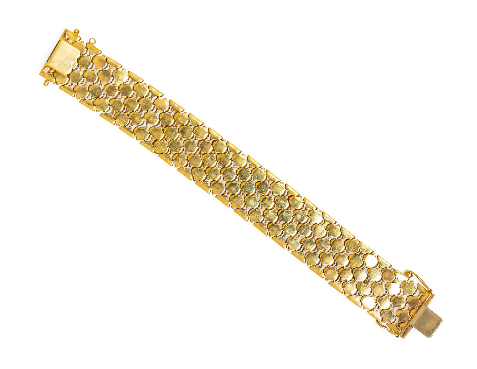 A 14 Karat Tricolor Gold Bracelet, Italian,