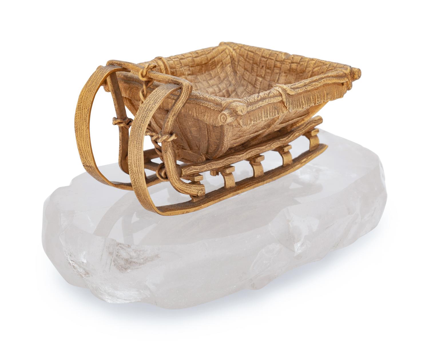 A Russian Gilt Bronze and Rock Crystal Table Ornament