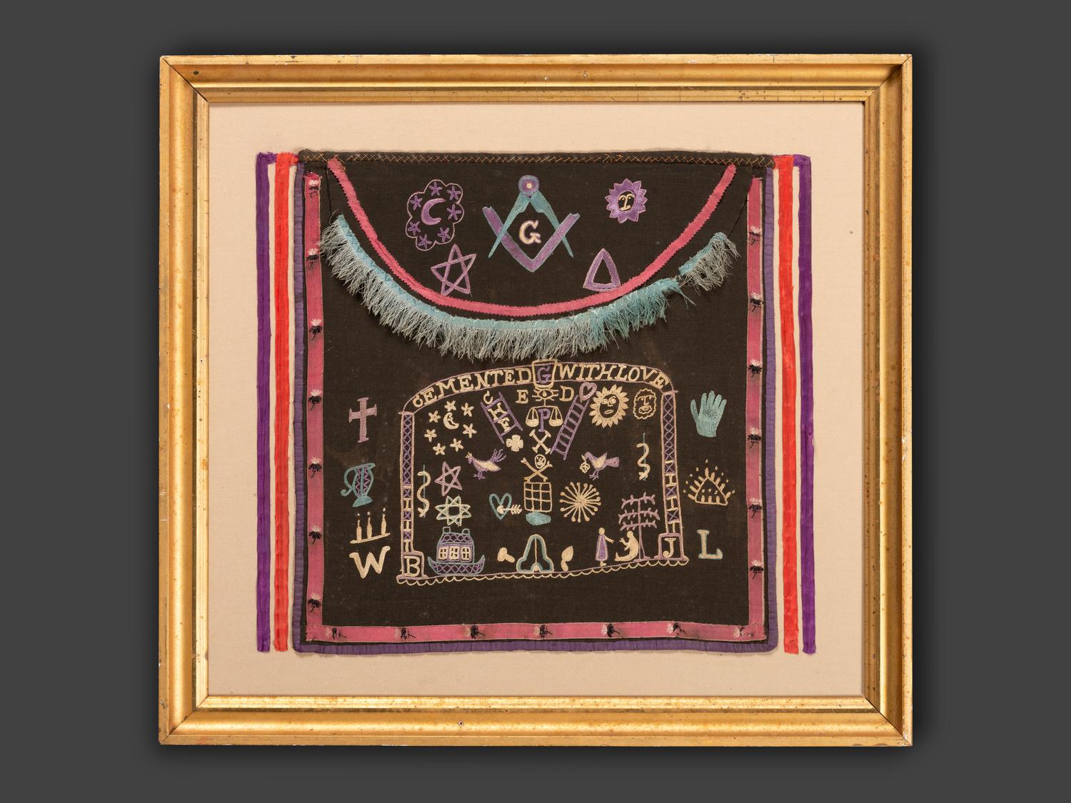 A Masonic Silk and Wool Embroidered Apron