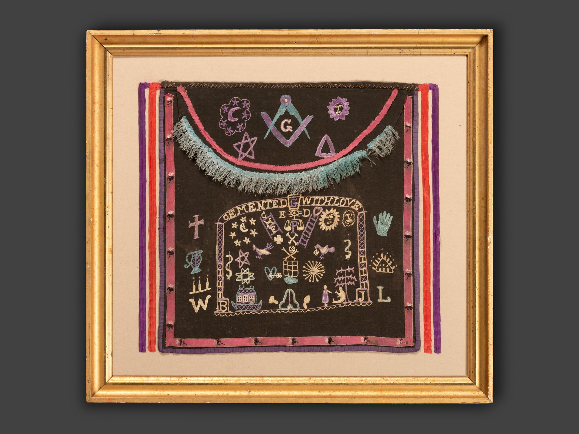 A Masonic Silk and Wool Embroidered Apron
