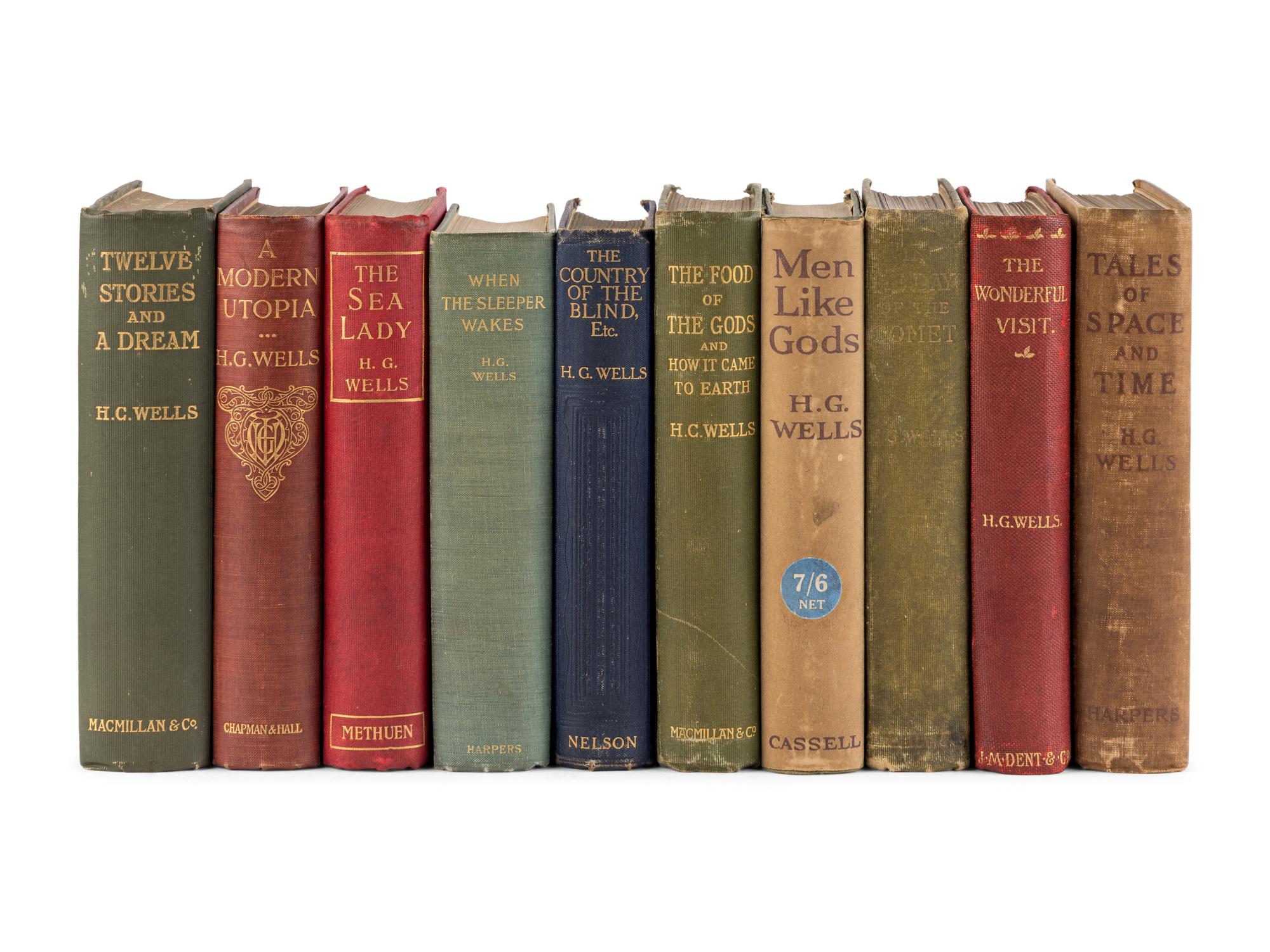 WELLS, H.G. (1866-1946). A group of 10 science fiction and fantasy works, many FIRST EDITIONS, including: