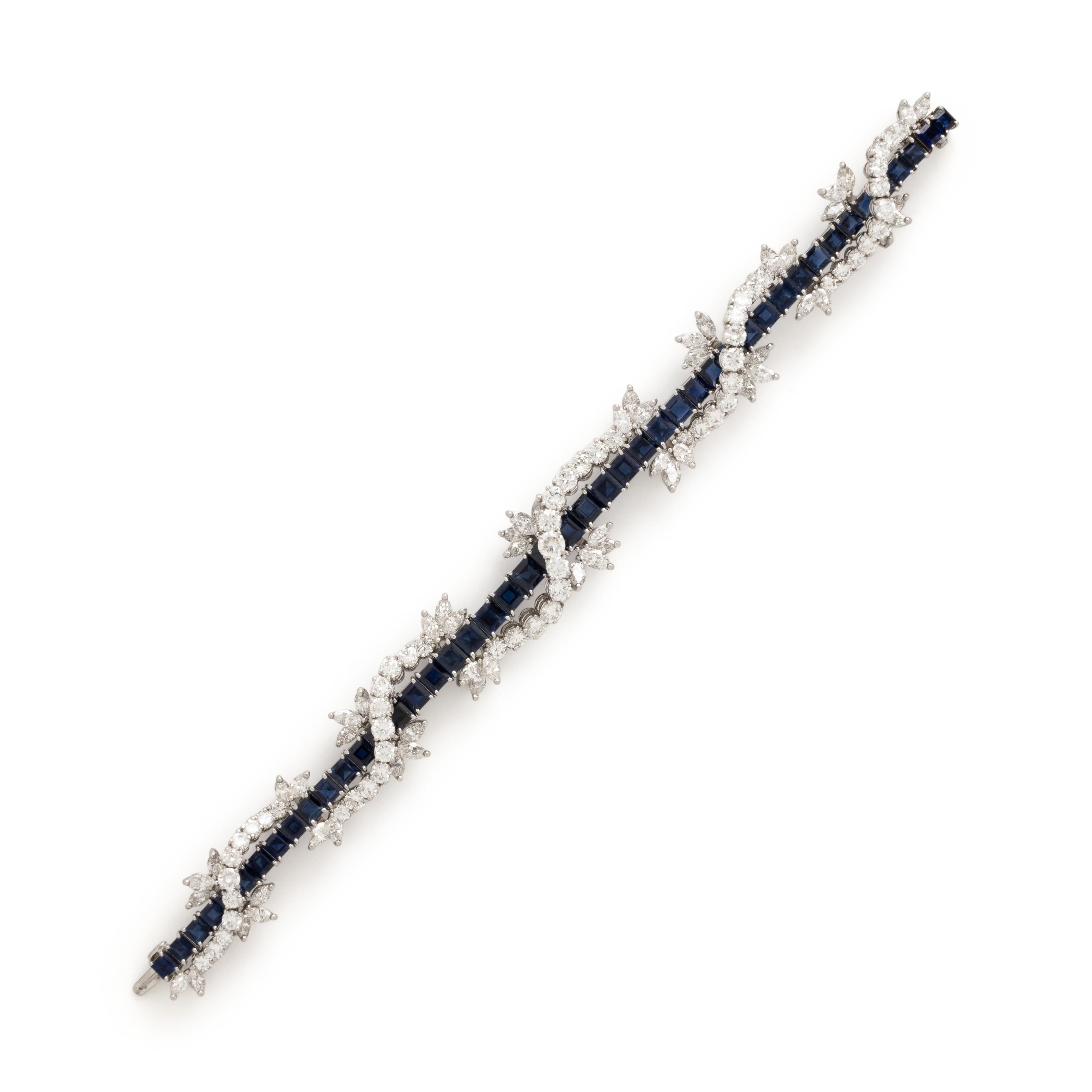 Diamond, Sapphire, and Platinum Bracelet