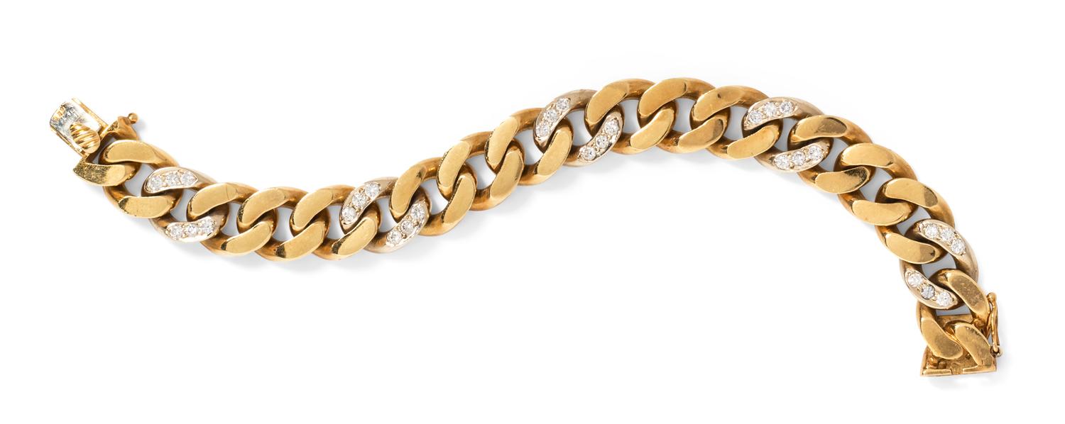 An 18 Karat Bicolor Gold and Diamond Bracelet,