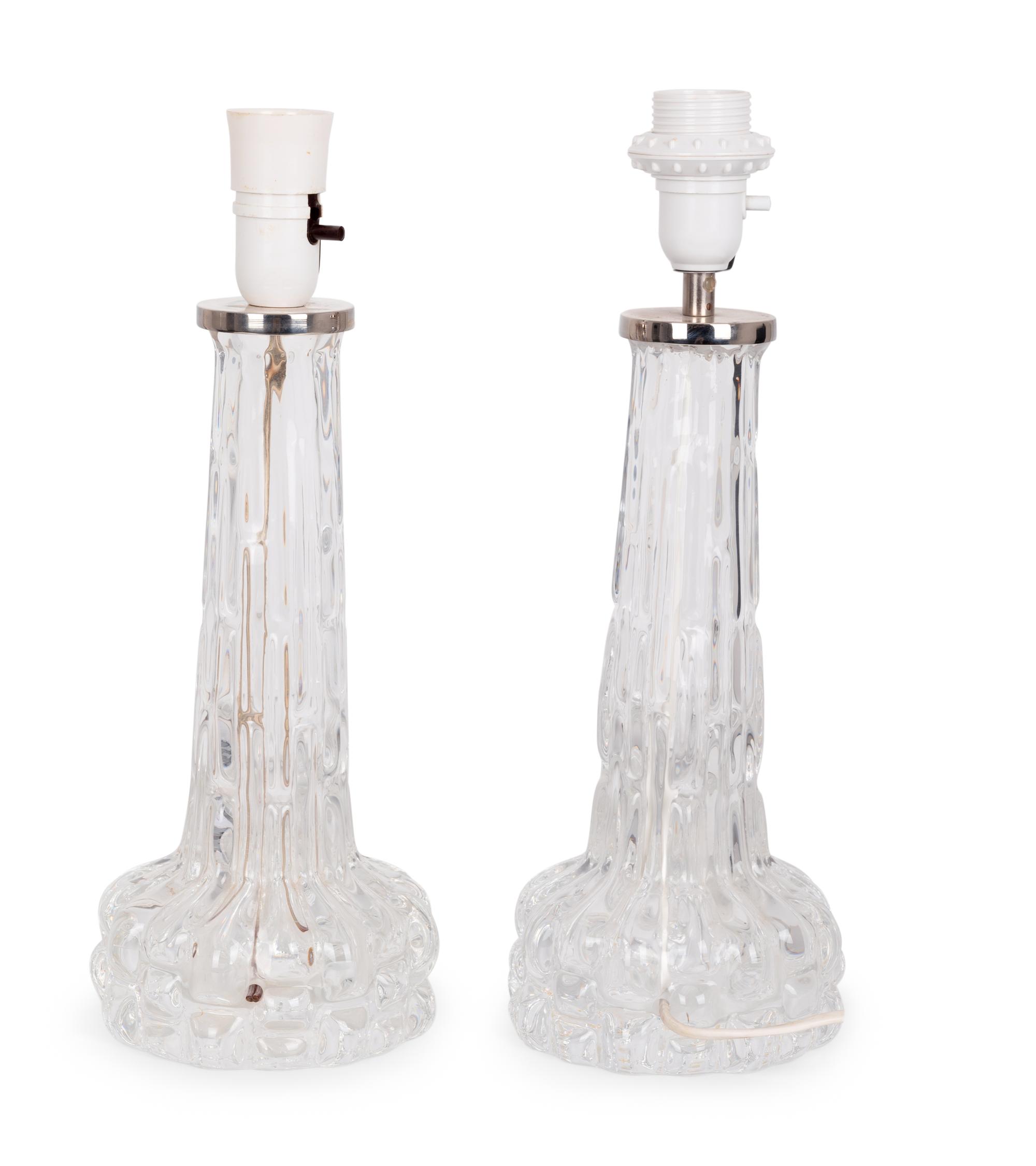 Pair of Table Lamps, c. 1965 Orrefors, Sweden