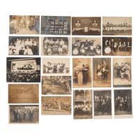 [EARLY PHOTOGRAPHY - MUSIC]. A collection of 60+ photographs of gospel, military, and marching bands and other musical groups, including: