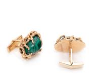 BARBARA ANTON, YELLOW GOLD AND MALACHITE CUFFLINKS