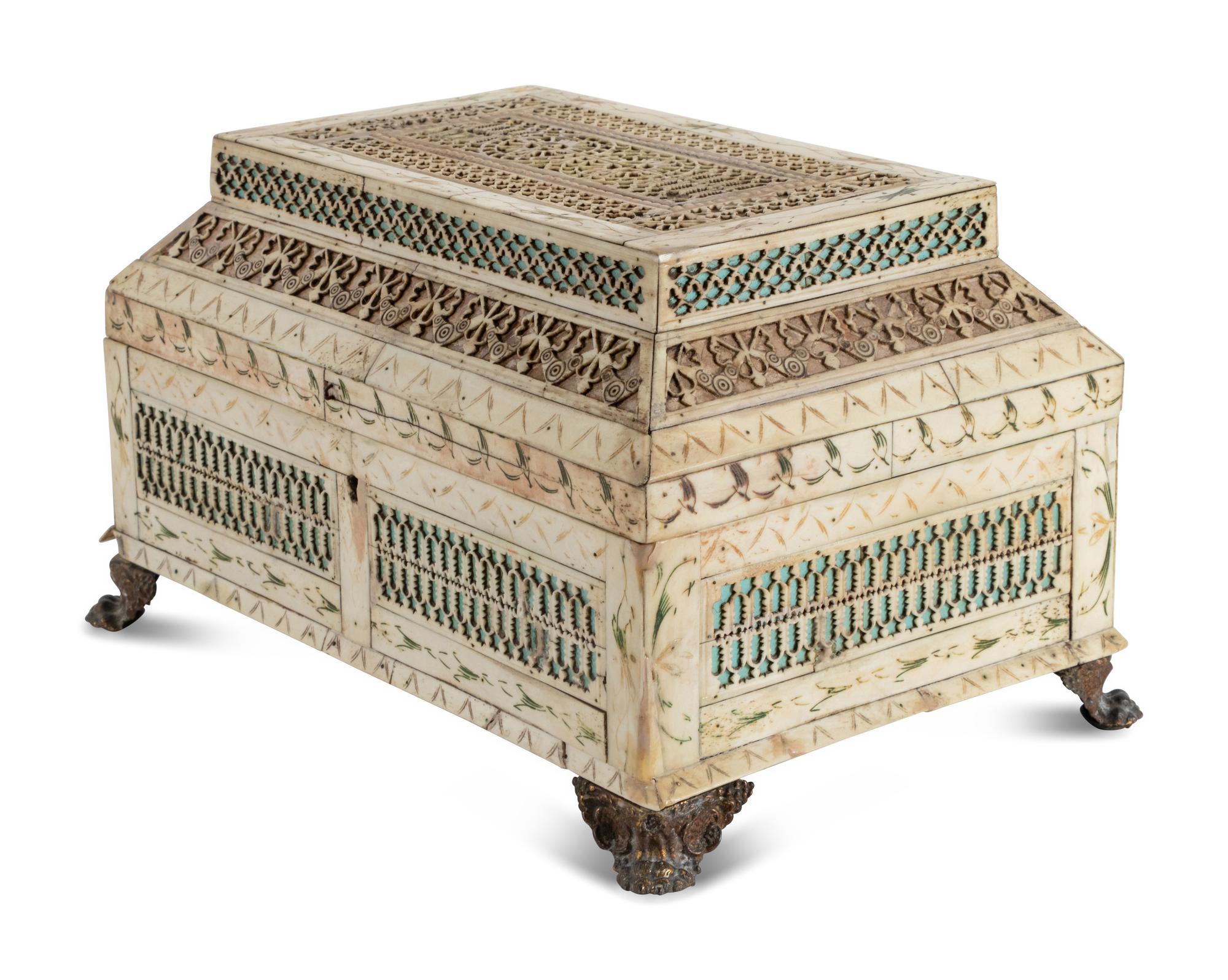 A Russian Prisoner-of-War Carved Bone Table Casket