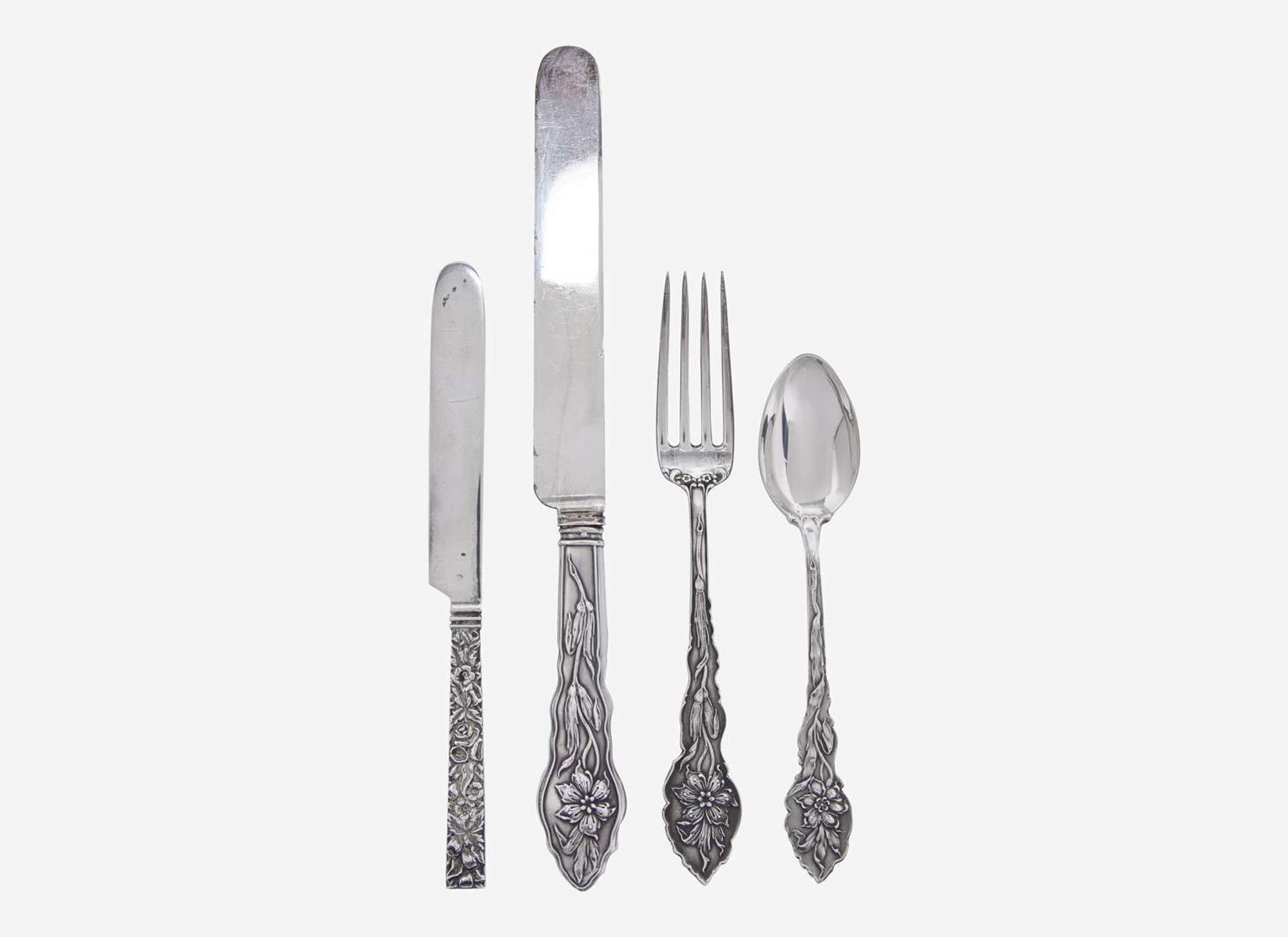 An assembled group of twenty-six pieces of American sterling silver flatware, various makers, late 19th century