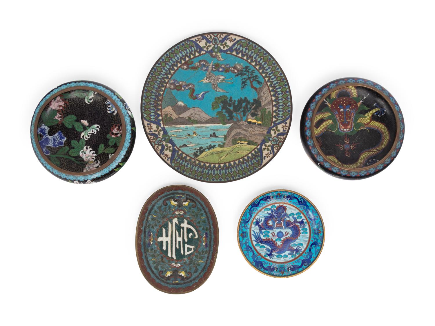 Five Chinese Cloisonné Enamel Wares