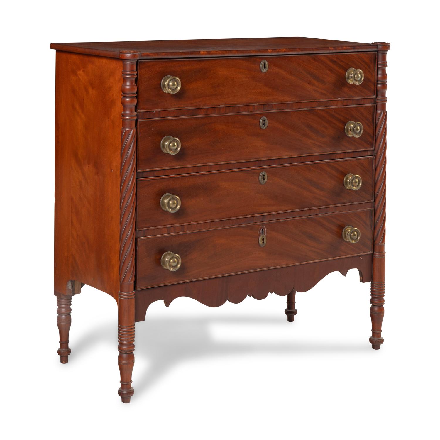 A Federal Cherrywood and Mahogany Chest of Drawers