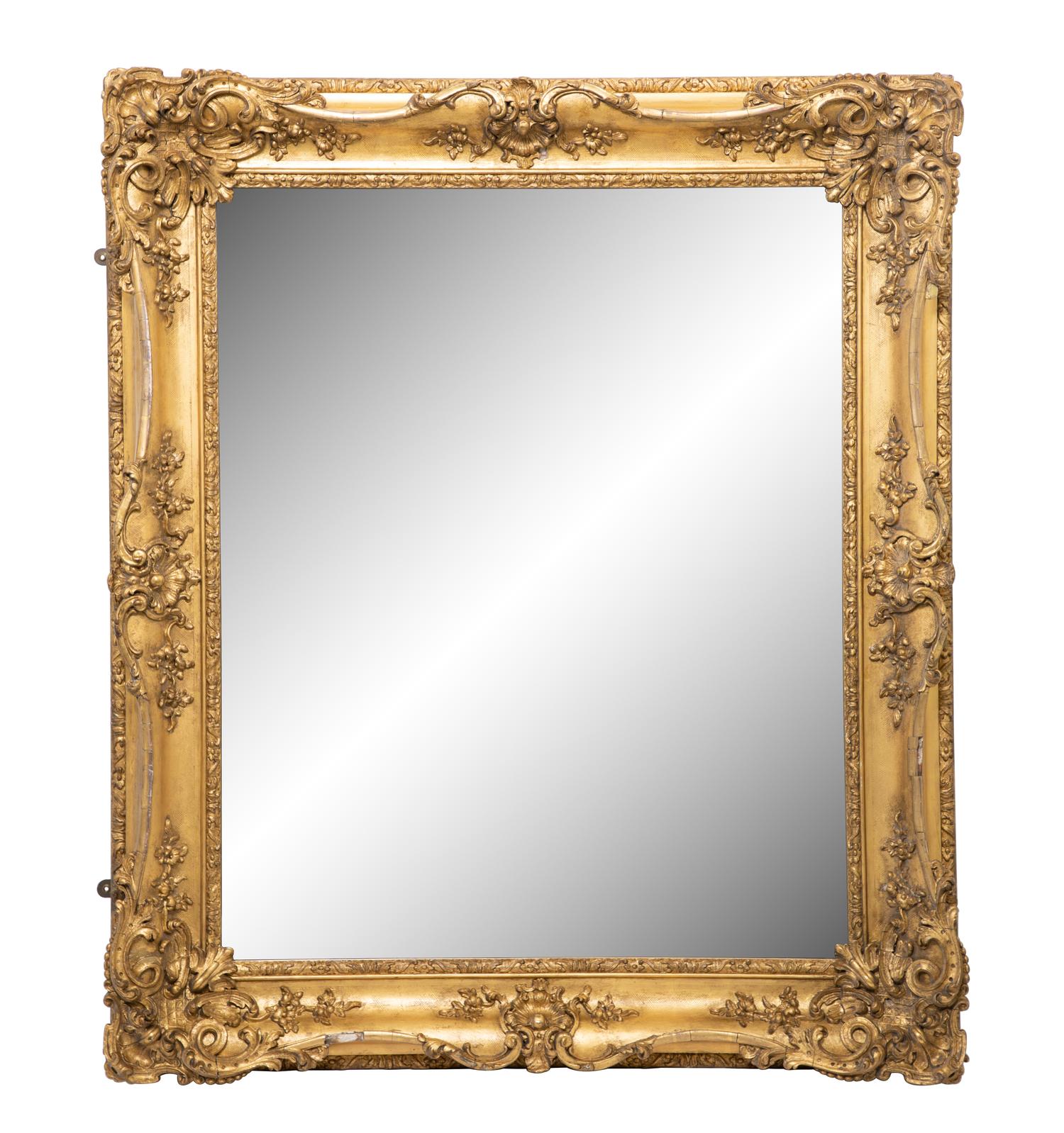 A Large Victorian Gilt Framed Mirror Height 56 x width 47 inches. — 19TH CENTURY