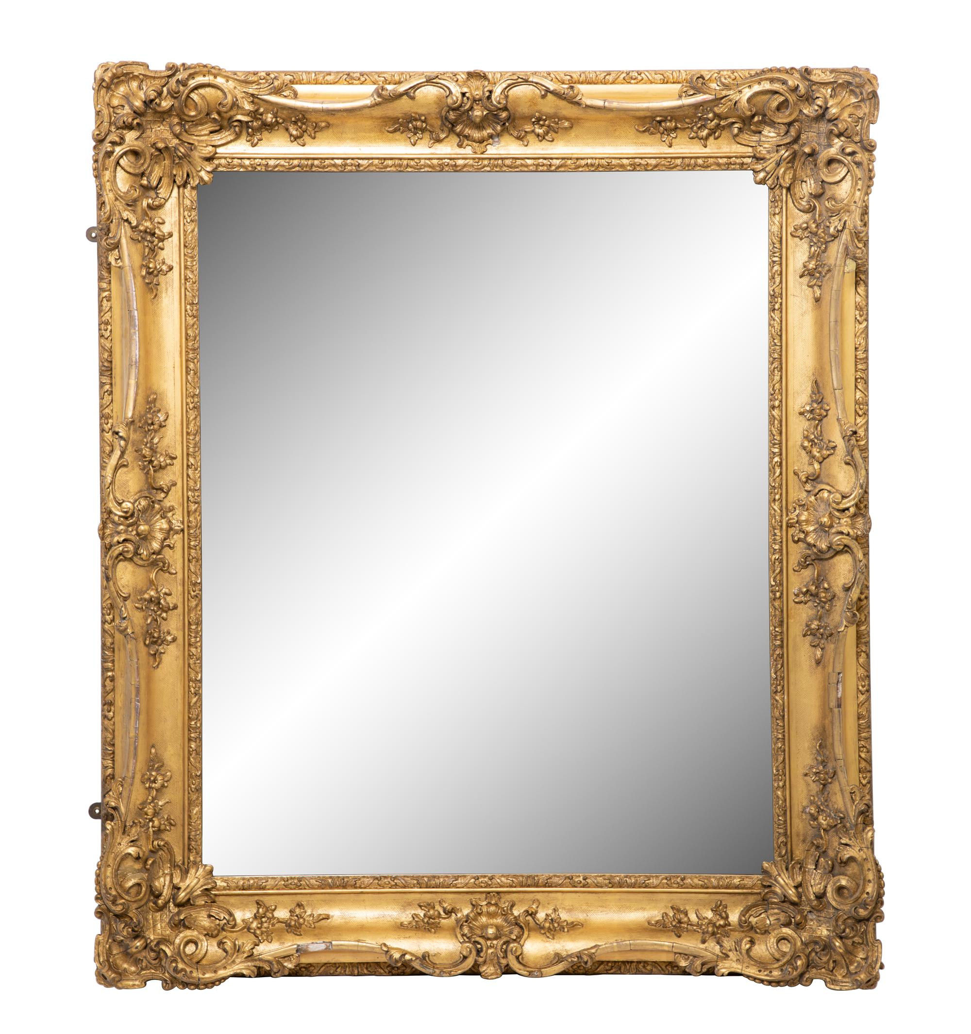 A Large Victorian Gilt Framed Mirror Height 56 x width 47 inches. — 19TH CENTURY