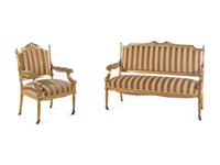 A Louis XVI Style Carved Giltwood Settee and Fauteuil