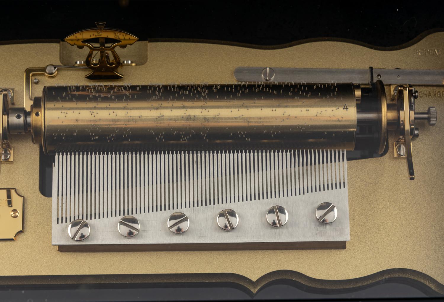A Swiss Marquetry Cylinder Music Box