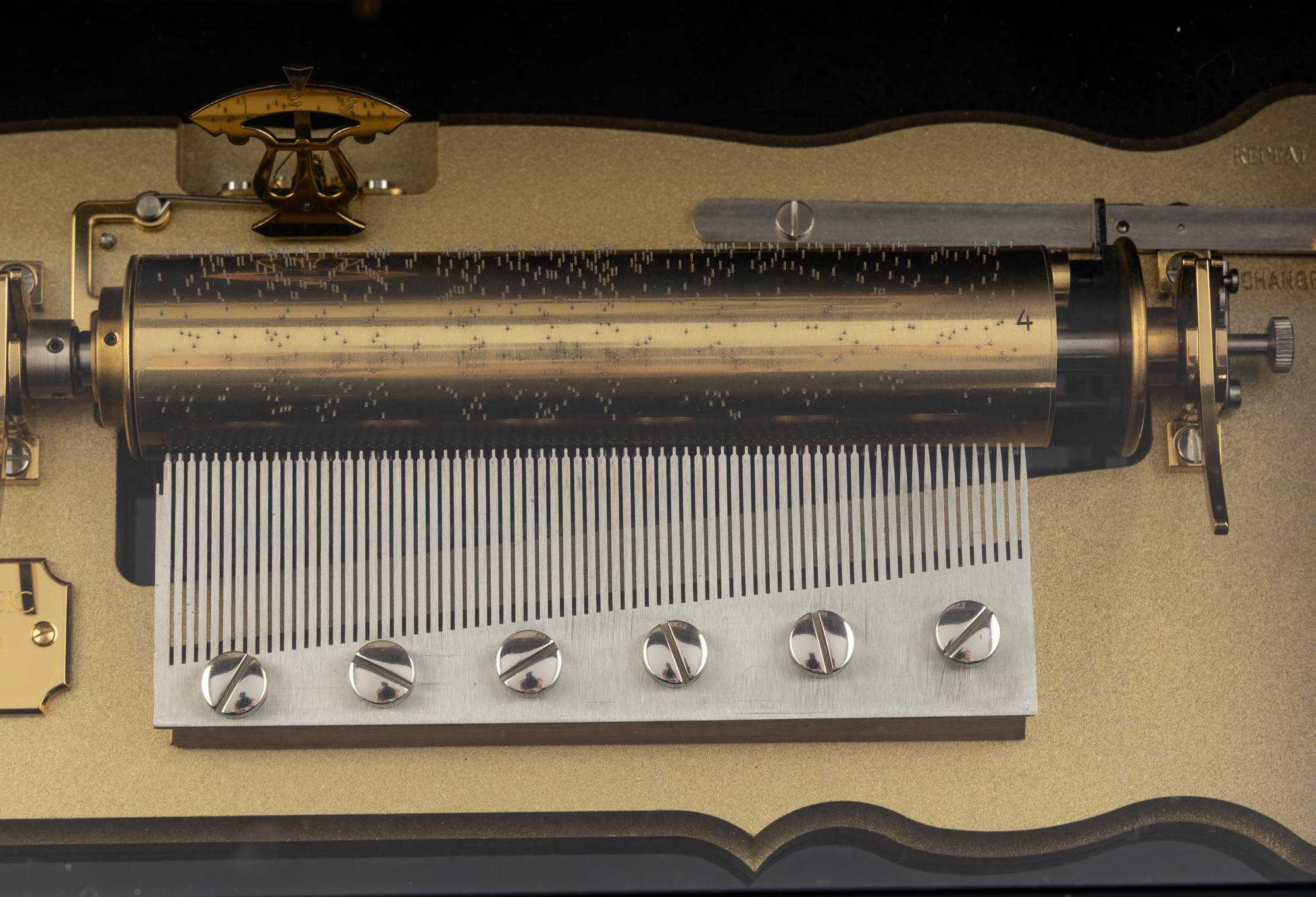 A Swiss Marquetry Cylinder Music Box