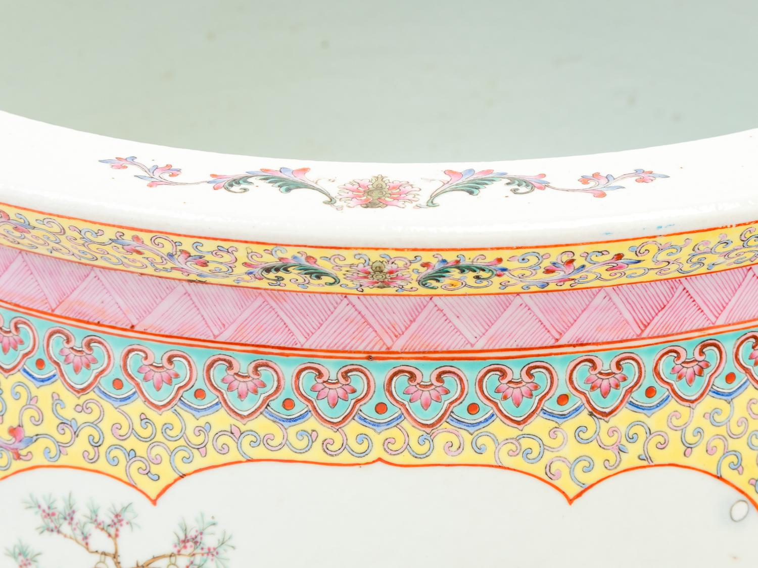 A Pair of Chinese Export Yellow Ground Enameled Porcelain Jardinières