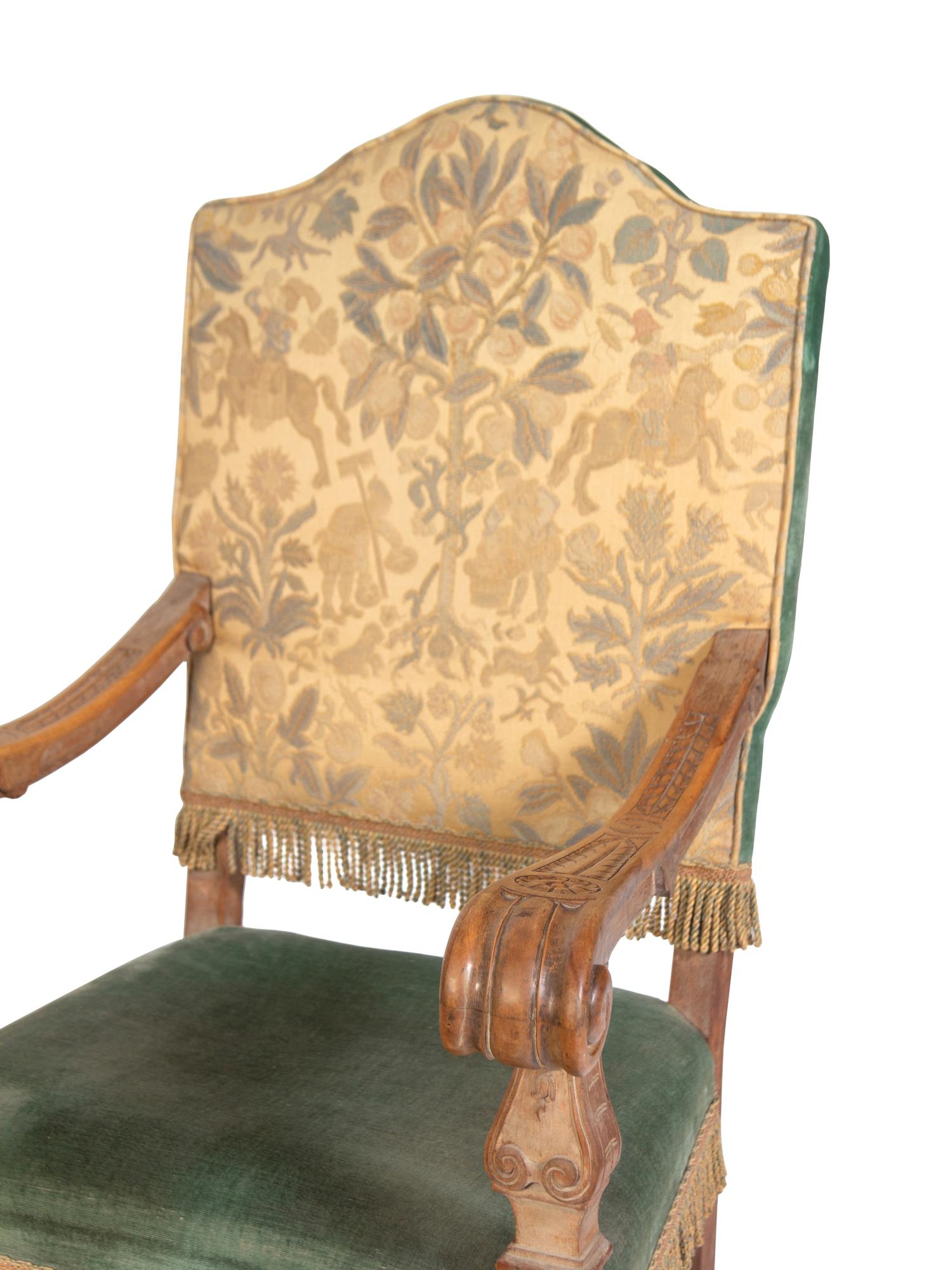 A Pair of Italian Baroque Walnut Armchairs