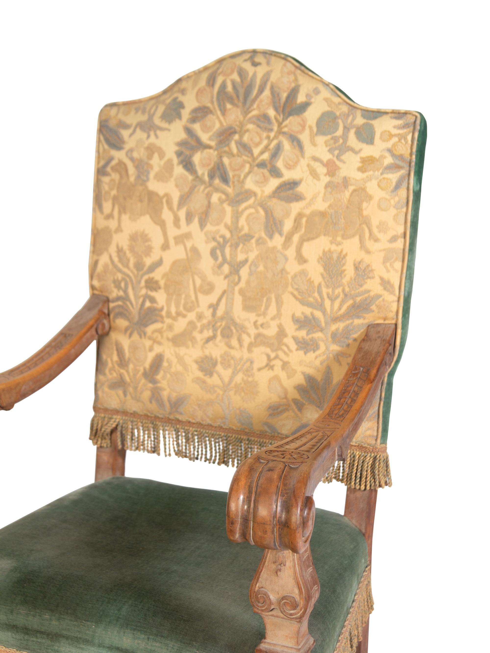 A Pair of Italian Baroque Walnut Armchairs