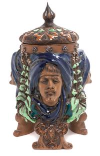 An Amphora Terracotta Tobacco Jar Height 10 1/2 inches.