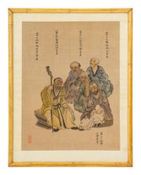Five Chinese Ink and Color on Silk Paintings