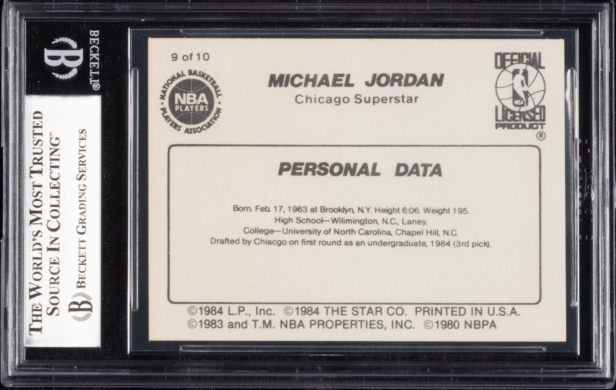 A 1986 Michael Jordan Star Set Personal Data Card No. 9 (BGS 7.5)
