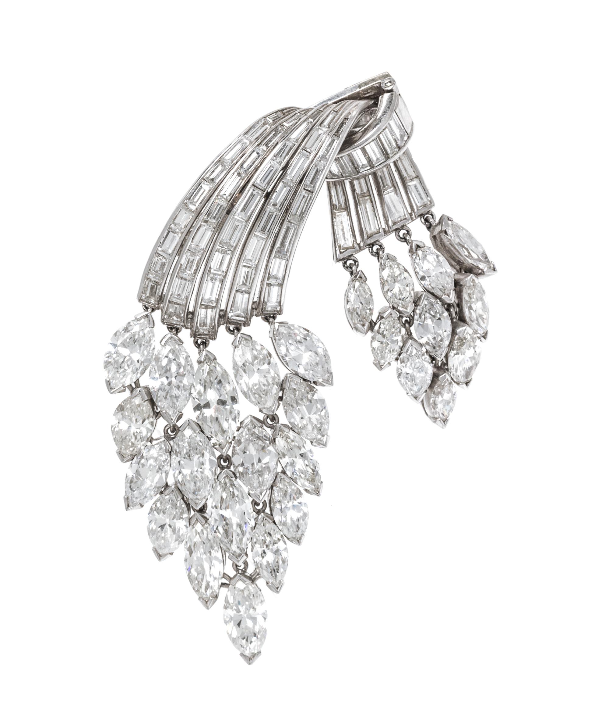 A Platinum and Diamond Articulated Convertible Pendant/Brooch, 21.00 dwts.