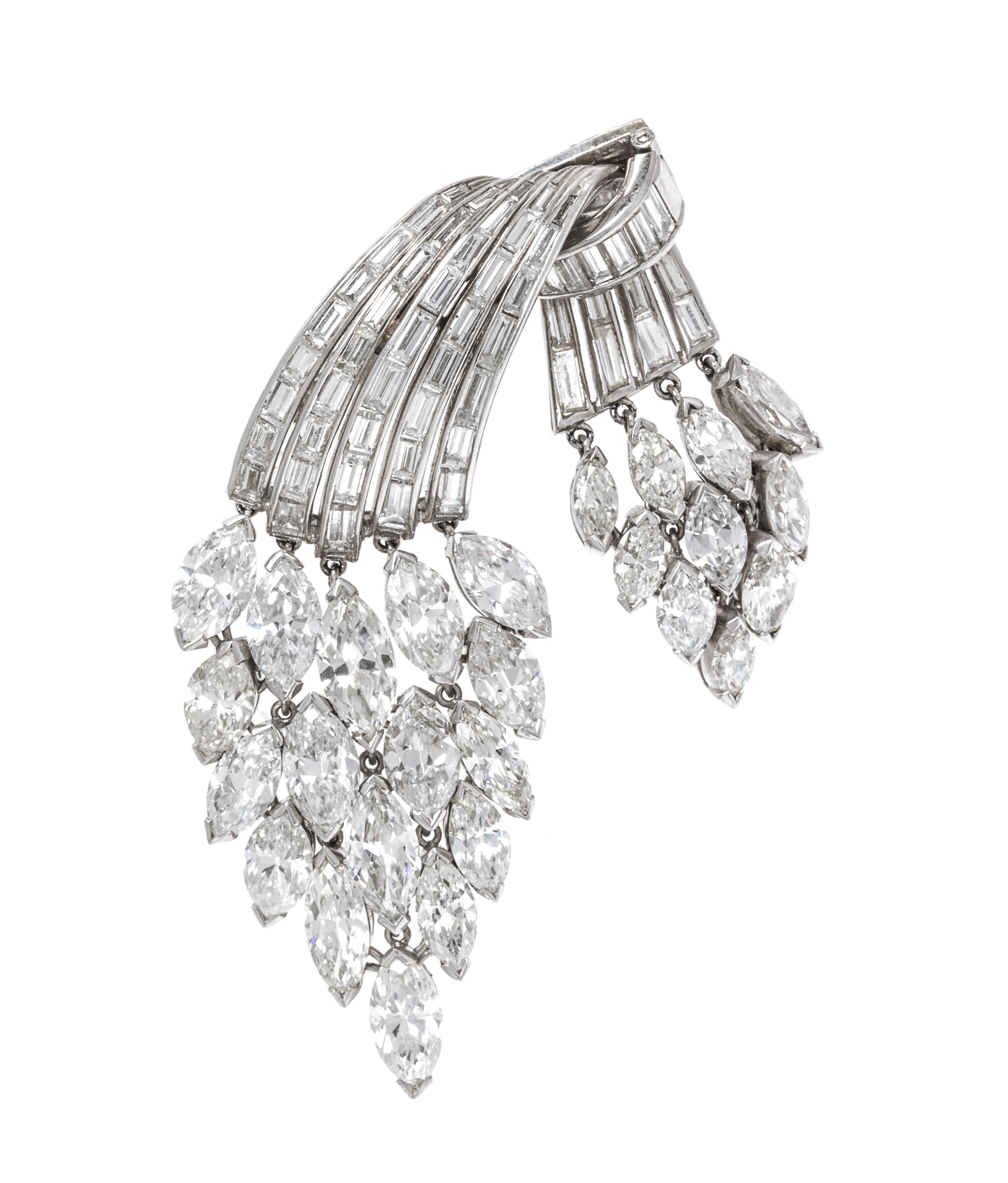 A Platinum and Diamond Articulated Convertible Pendant/Brooch, 21.00 dwts.