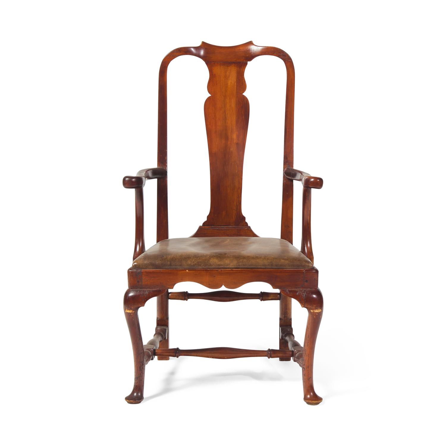 A Queen Anne Carved Maple Armchair