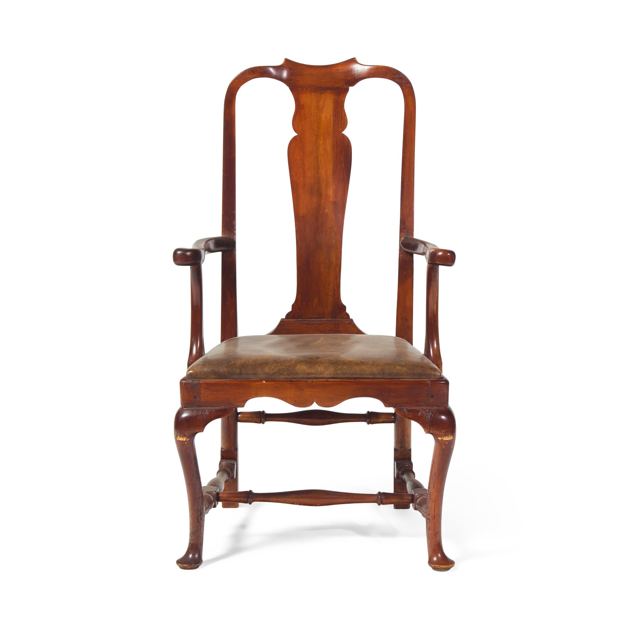 A Queen Anne Carved Maple Armchair