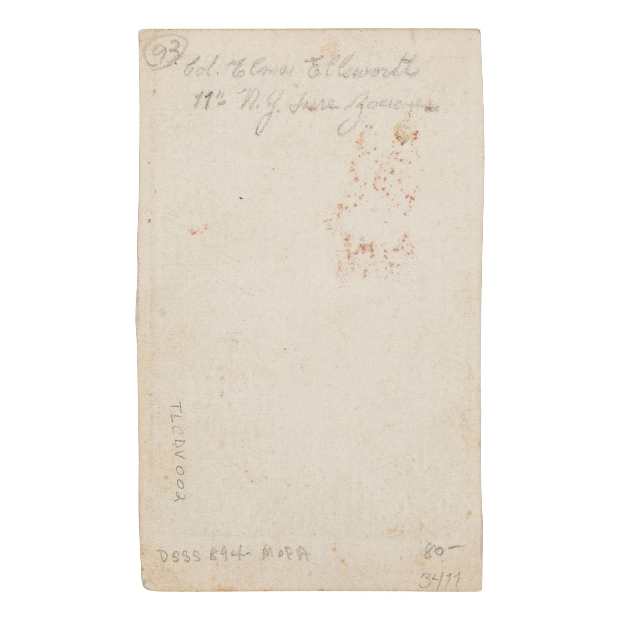 [CIVIL WAR]. -- [ELLSWORTH, Elmer (1837-1861)]. A group of 3 photographs depicting Ellsworth, comprising: