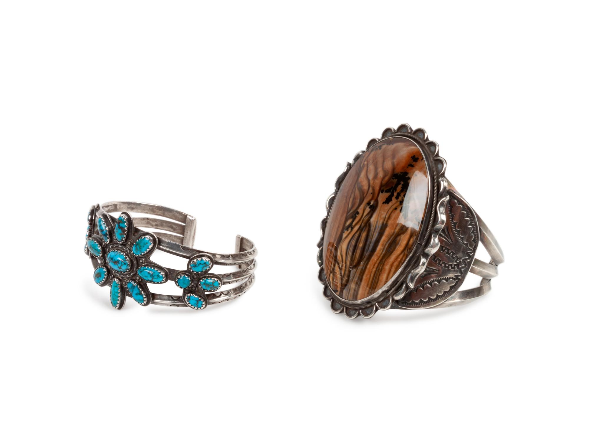 Morenci Turquoise and Jasper Cuff Bracelets