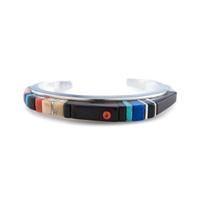 Silver and Cobblestone Inlay Cuff Bracelet