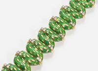 An 18K Yellow Gold, Enamel, and Diamond Bracelet