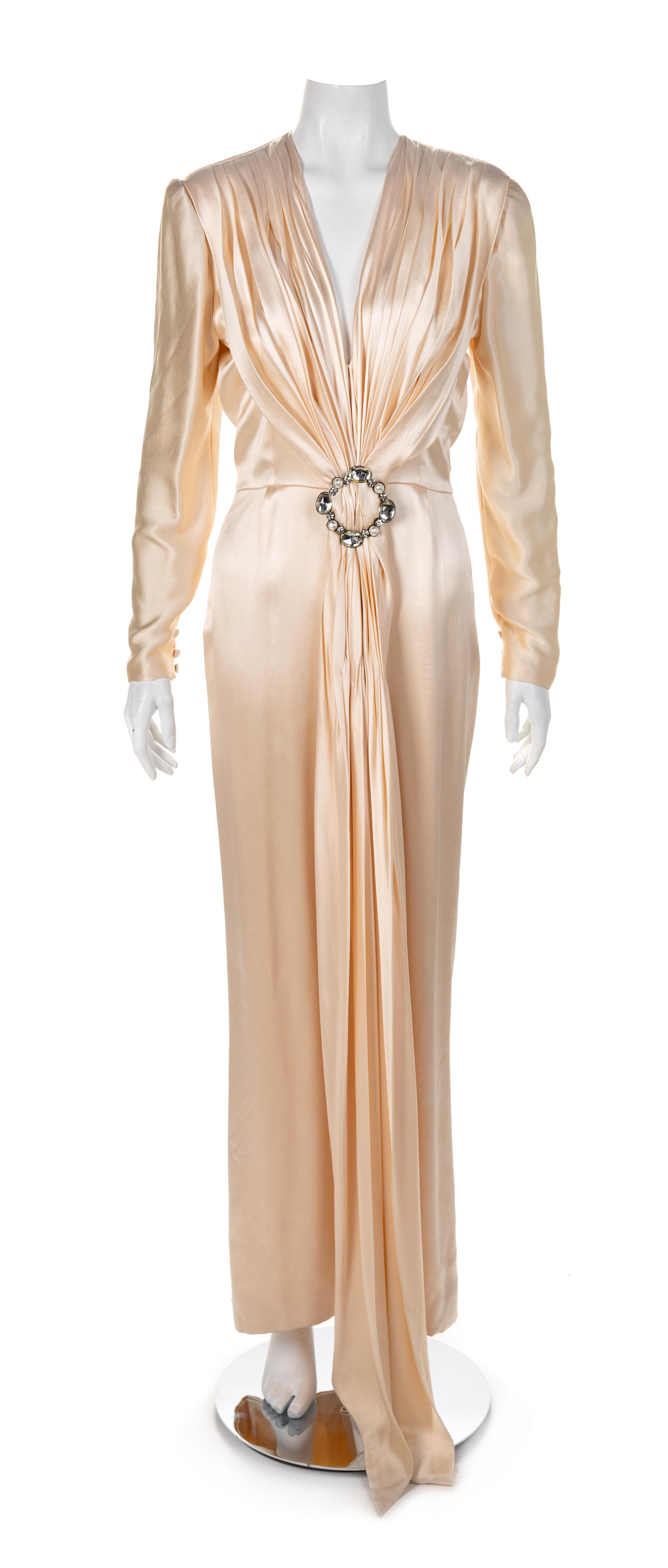 Andrea Odicini Silk Satin Evening Dress, 1980s Size label: 40