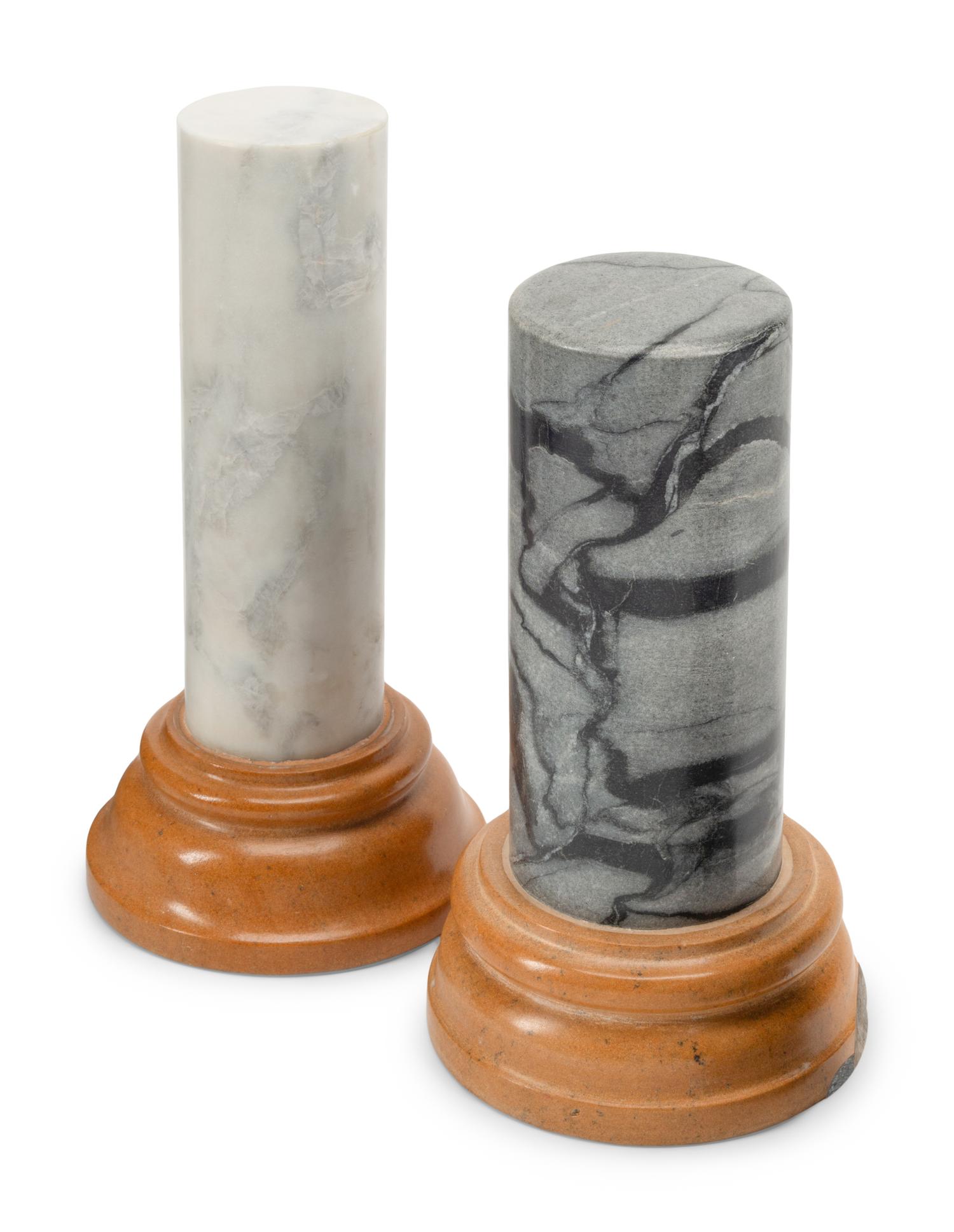 A Group of Ten Grand Tour Style Marble Column Ornaments