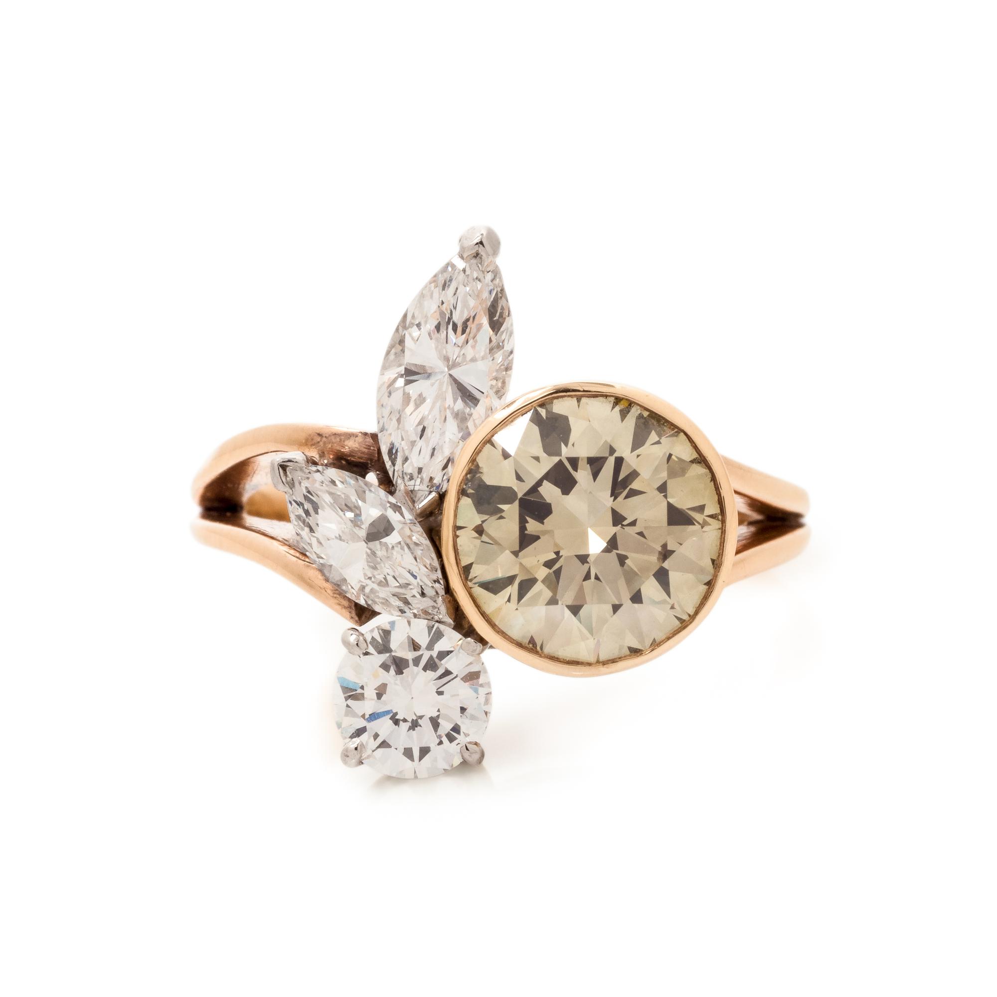 VAN CLEEF & ARPELS, COLORED DIAMOND AND DIAMOND RING