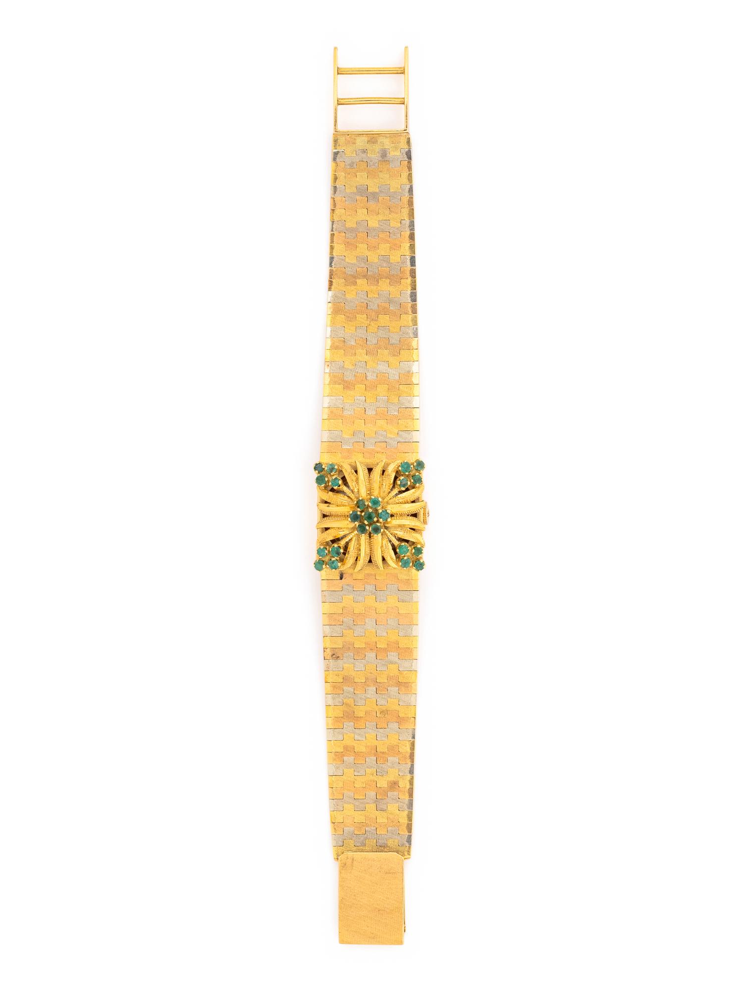 TRICOLOR GOLD AND EMERALD SURPRISE WATCH