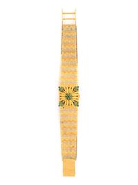 TRICOLOR GOLD AND EMERALD SURPRISE WATCH