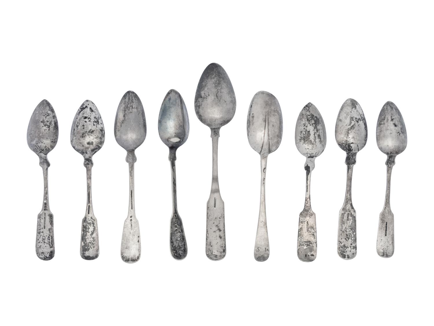 A Collection of American Silver Teaspoons