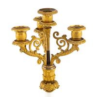 An Empire Gilt Bronze and Enamel Candelabrum