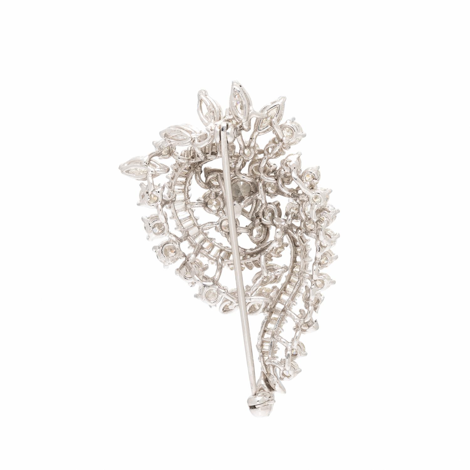Diamond and White Gold Spray Pin
