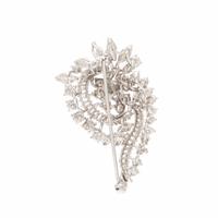 Diamond and White Gold Spray Pin