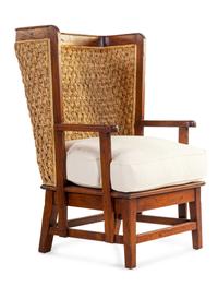 A Set of Four British Colonial Style Woven-Back Armchairs