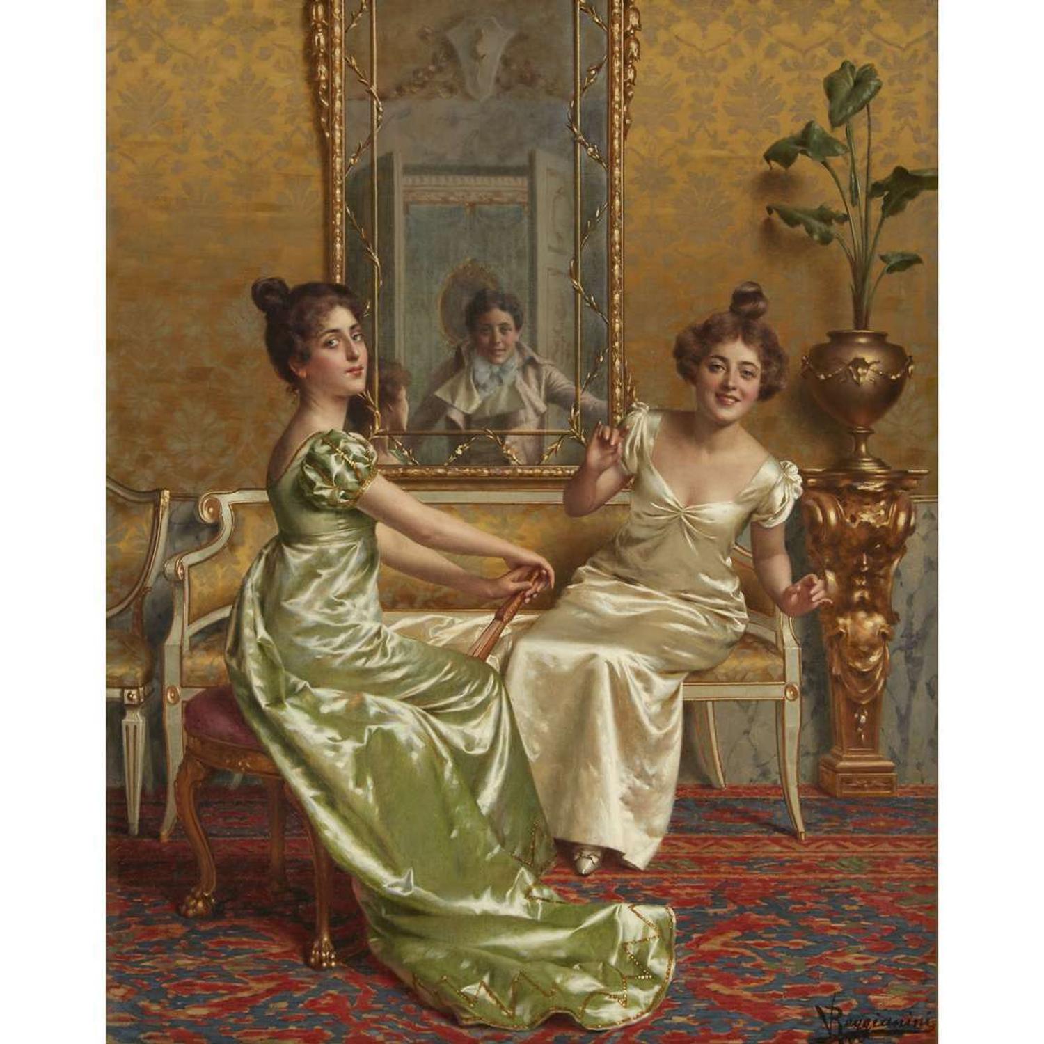 VITTORIO REGGIANINI (ITALIAN 1858-1938) PARLOUR SCENE WITH TWO LADIES