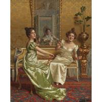 VITTORIO REGGIANINI (ITALIAN 1858-1938) PARLOUR SCENE WITH TWO LADIES