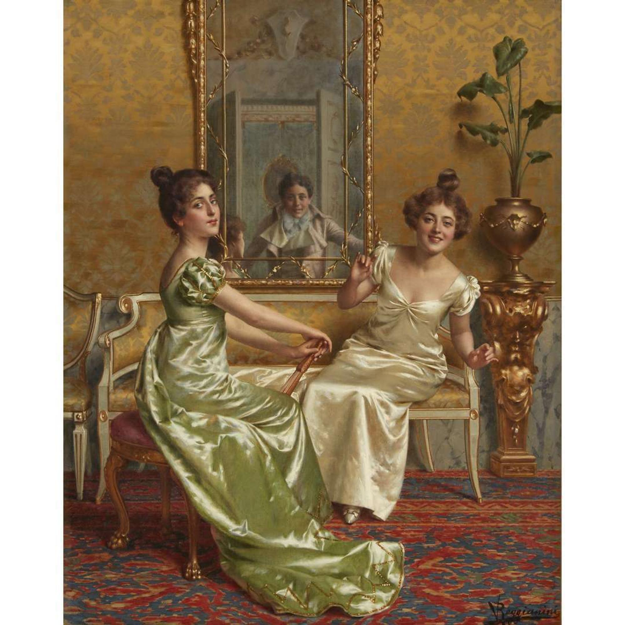 VITTORIO REGGIANINI (ITALIAN 1858-1938) PARLOUR SCENE WITH TWO LADIES