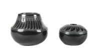 Two Minnie Vigil (Santa Clara, b. 1931) Blackware Vases Height of larger 6 x diameter 5 1/2 inches