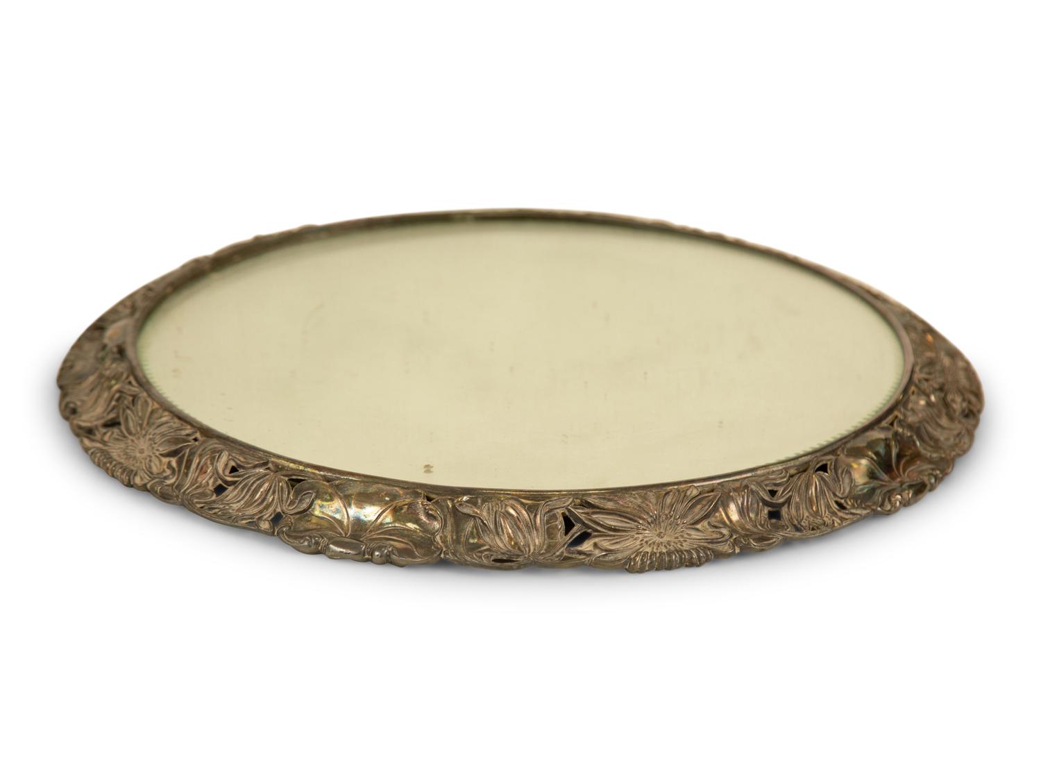 Two Silvered Metal Mirrored Plateaus