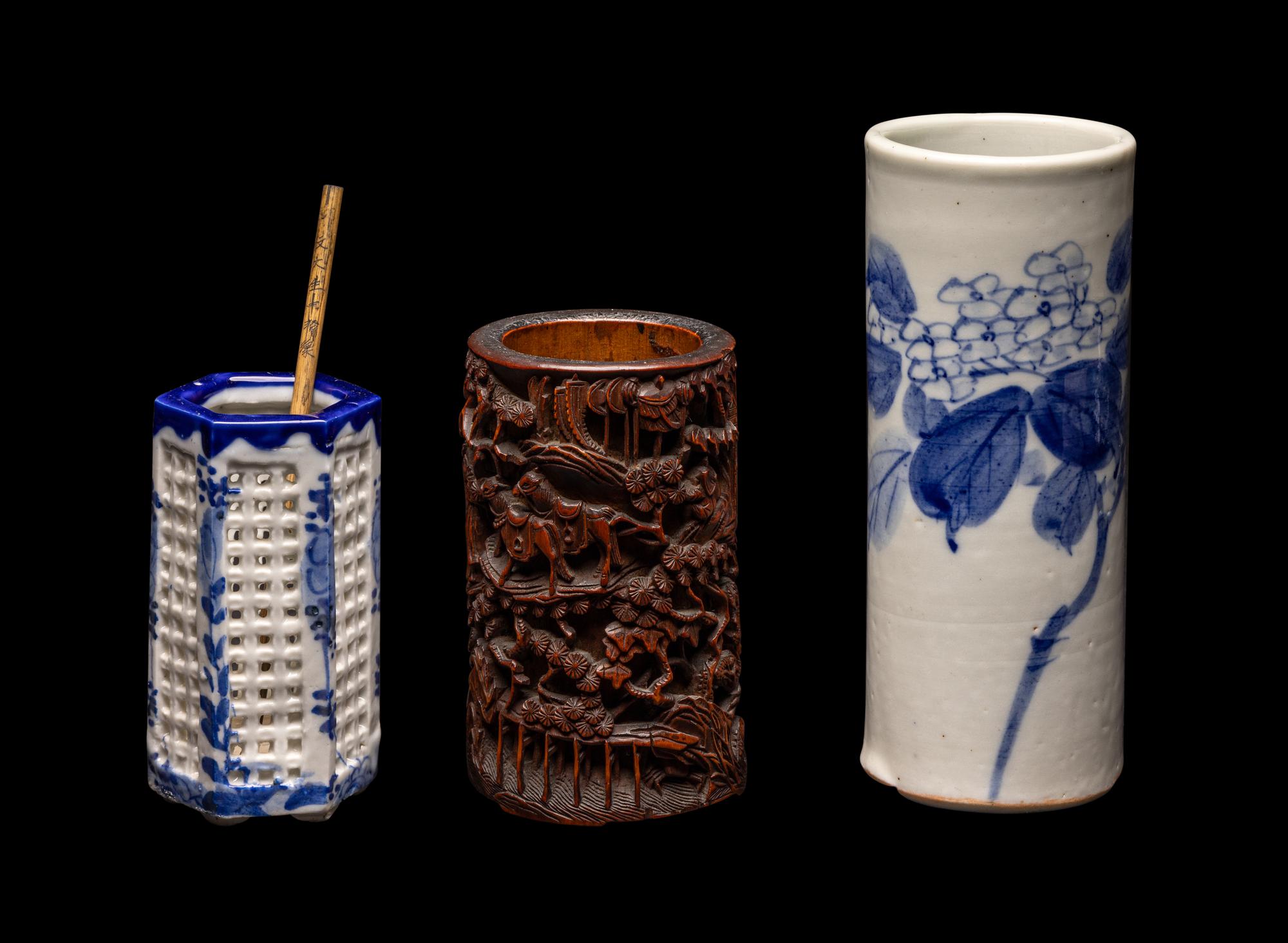 Three Chinese and Japanese Brushpots, Bitong