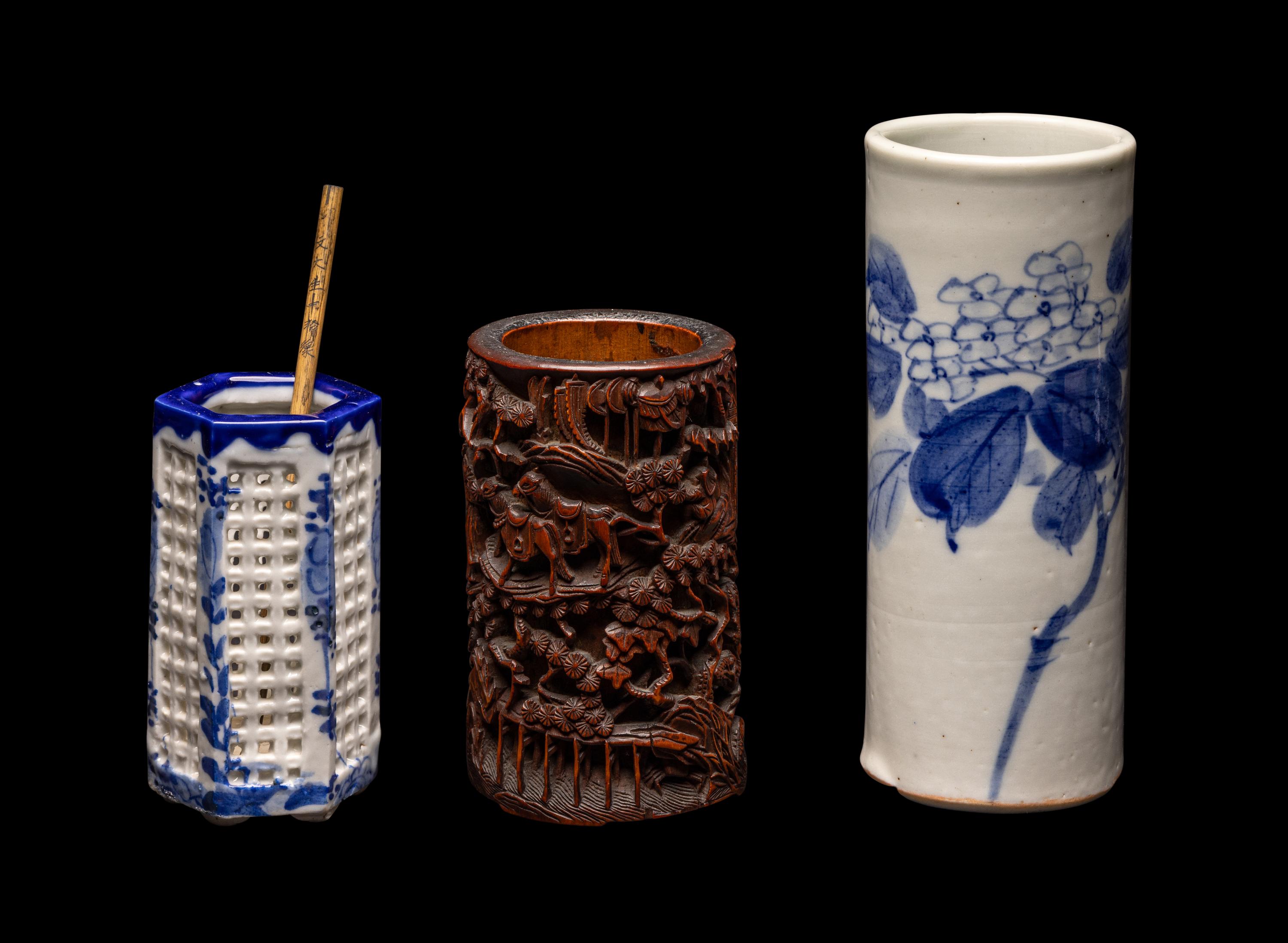 Three Chinese and Japanese Brushpots, Bitong